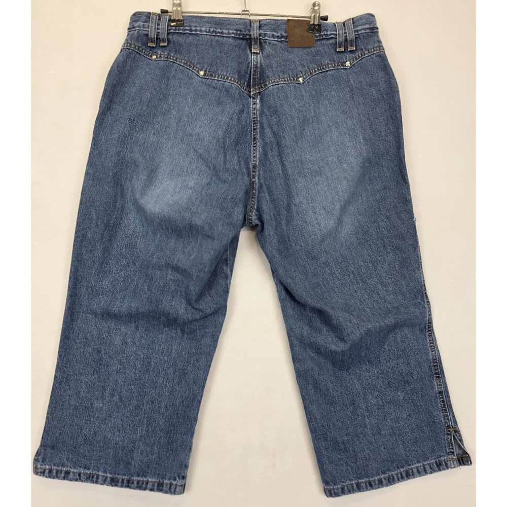 Rockies Denim Capri Bareback High Rise Front Pockets‎ Women 15 Blue Jeans Vtg
